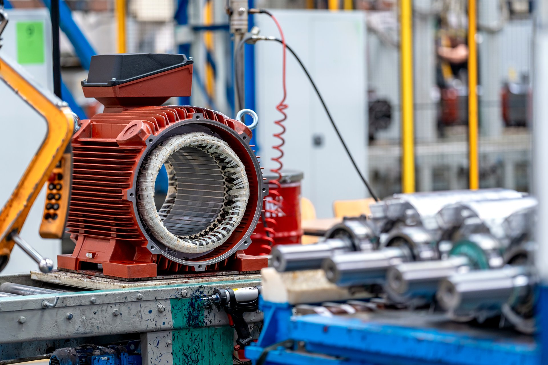 Three-phase motor on a manufacturing floor