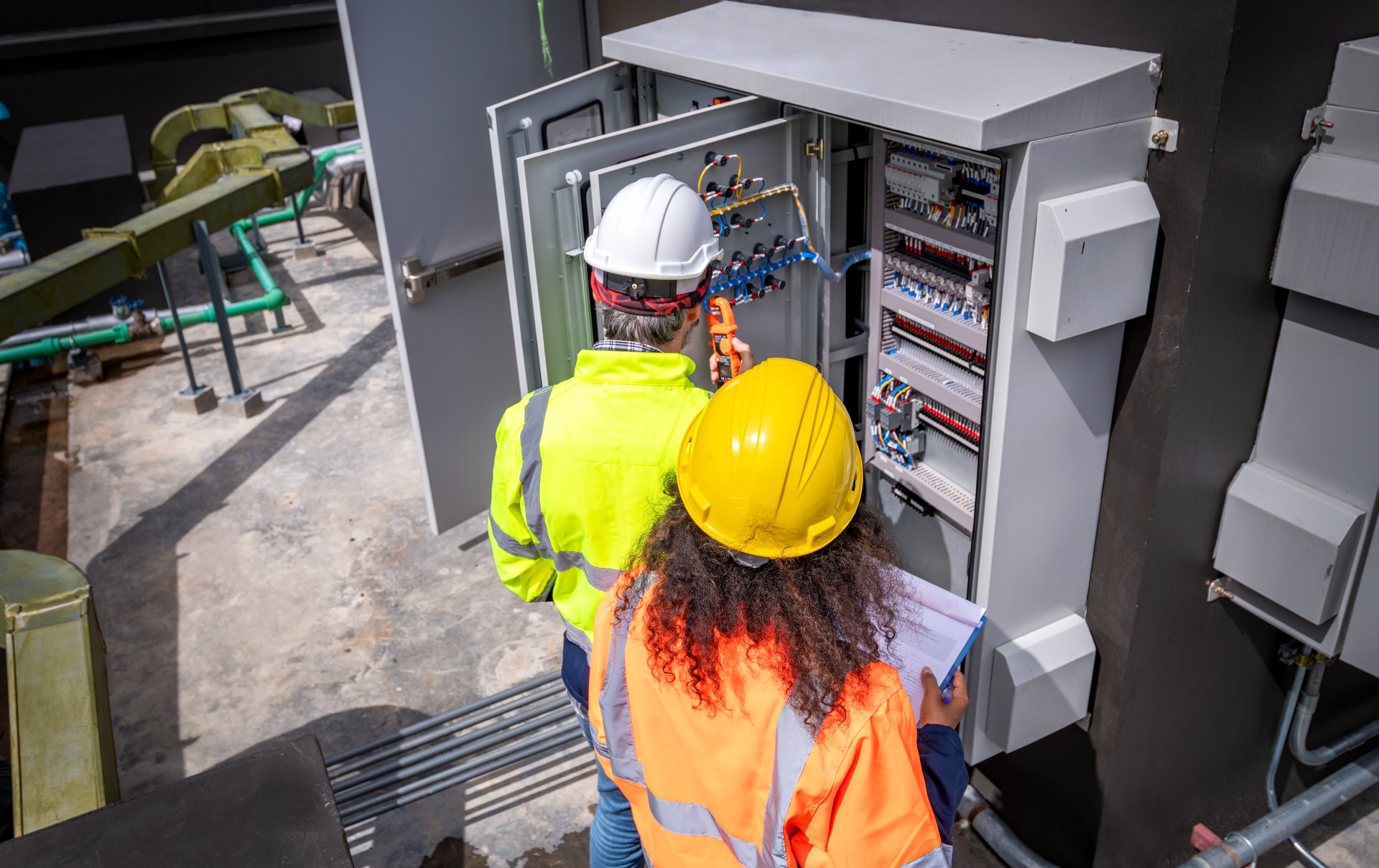 Commercial 1,200-amp switchgear during install